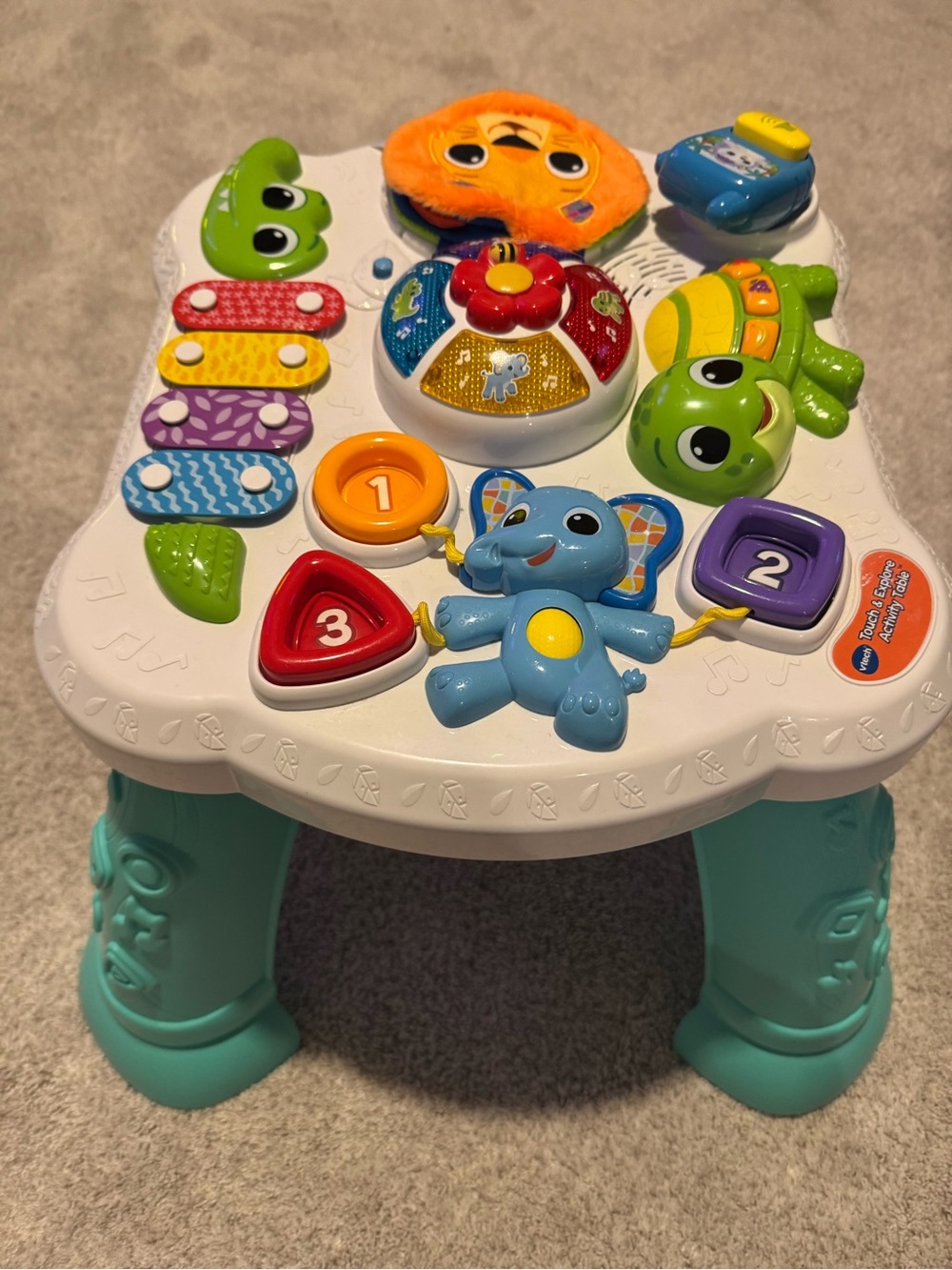 Interactive Kids Activity Table - Teal, White, Multicolor